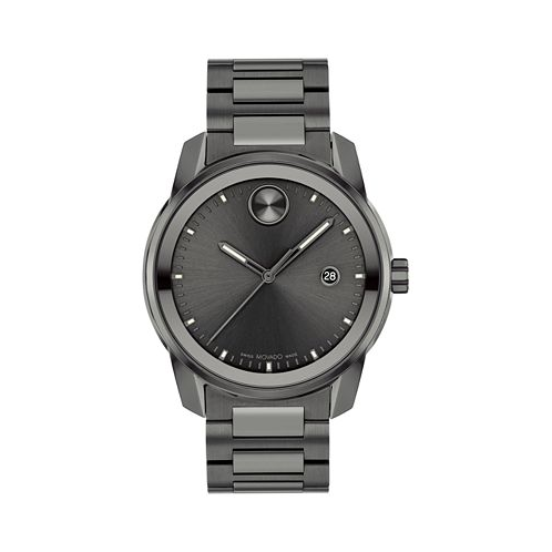 Movado Mens Swiss Bold Verso Gunmetal Ion-Plated Steel Bracelet Watch 42mm