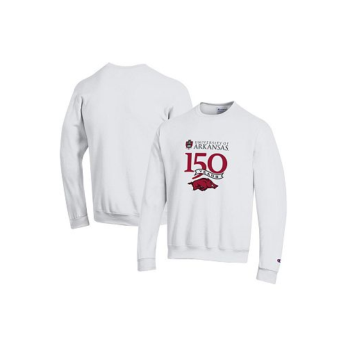 Champion Mens White Arkansas Razorbacks 150th Anniversary Pullover Sweatshirt