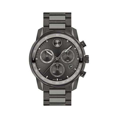 Movado Mens Bold Verso Gunmetal Ionic Plated Steel Bracelet Watch 44mm