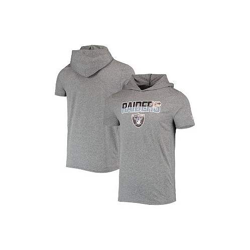 New Era Mens Heathered Gray Las Vegas Raiders Team Brushed Hoodie T-shirt