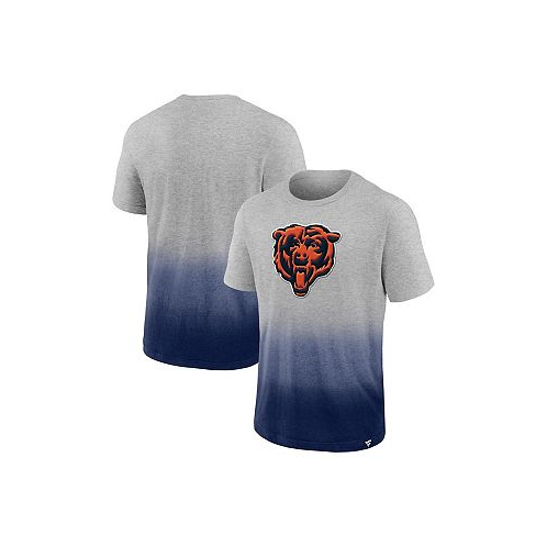 Fanatics Mens Heathered Gray and Navy Chicago Bears Team Ombre T-shirt