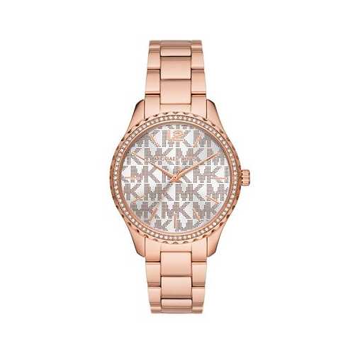Michael Kors Womens Layton Rose Gold-Tone Stainless Steel Bracelet Watch 38mm