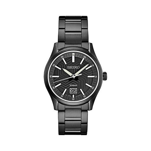 Seiko Mens Essentials Black Ion Finished Stainless Steel Bracelet Watch 40mm