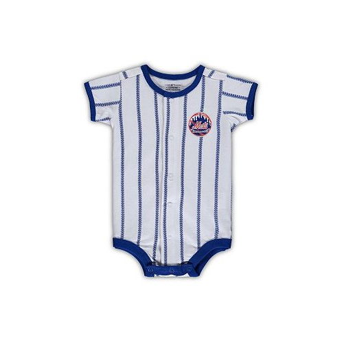 Outerstuff Newborn Boys and Girls White Royal New York Mets Power Hitter Short Sleeve Bodysuit
