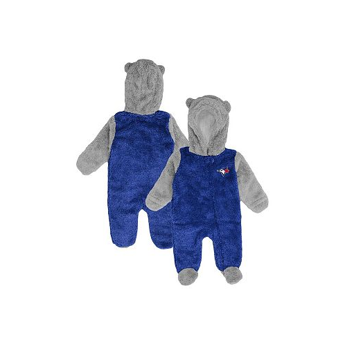 Outerstuff Newborn and Infant Boys and Girls Royal Gray Toronto Blue Jays Game Nap Teddy Fleece Bunting Full-Zip Sleeper