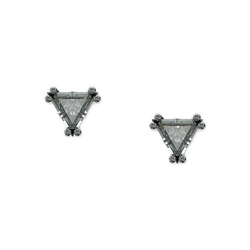 Swarovski Black-Tone Triangle Crystal Stud Earrings