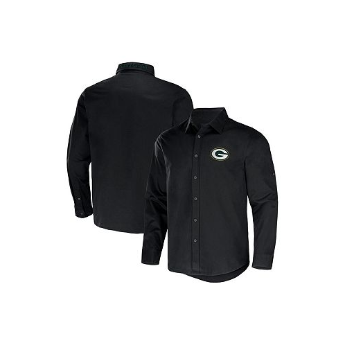 Fanatics Mens NFL x Darius Rucker Collection by Black Green Bay Packers Convertible Twill Long Sleeve Button-Up Shirt