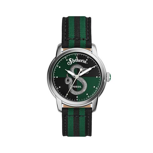 Fossil Unisex Limited Edition Harry Potter Slytherin Black Green Nylon Strap Watch 40mm