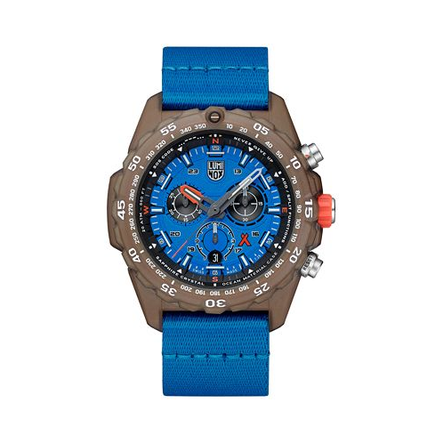 Luminox Mens Swiss Chronograph Bear Grylls Survival Eco Master Series Blue Strap Watch 45mm