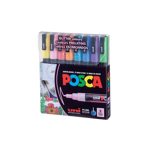 POSCA Paint Fine Glitter Marker 8 Piece Color Set 3 ml