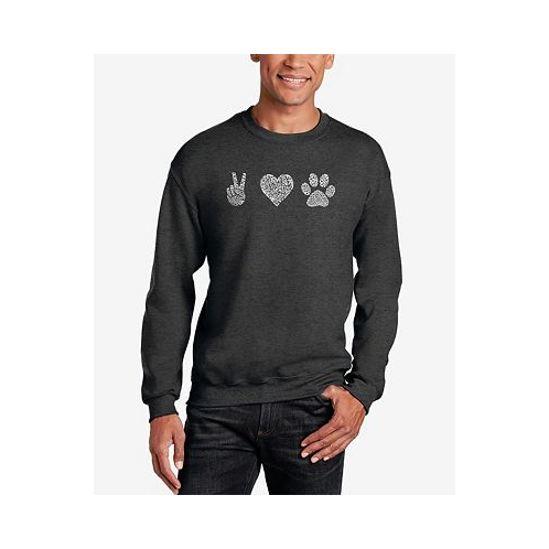 LA Pop Art Mens Peace Love Dogs Word Art Crew Neck Sweatshirt