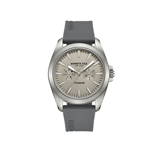 Kenneth Cole New York Mens Titanium Multi-Function Gray Silicone Strap Watch 42mm