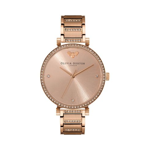 Olivia Burton Womens T-Bar Carnation Gold-Tone Stainless Steel Bracelet Watch 32mm