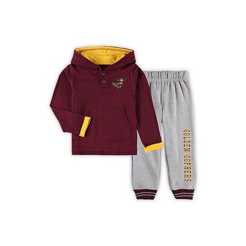 Colosseum Toddler Boys Maroon and Heathered Gray Minnesota Golden Gophers Poppies Pullover Hoodie and Sweatpants Set