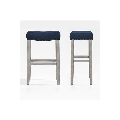 WestinTrends 29 Upholstered Saddle Seat Faux Leather Bar Stool (Set of 2)