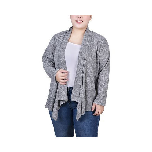 NY Collection Plus Size Long Sleeve Ribbed Cardigan