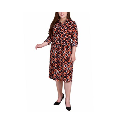 NY Collection Plus Size Printed Shirt Dress