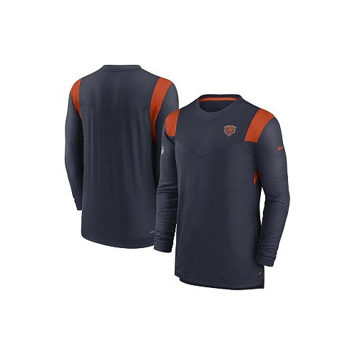 Nike Mens Navy Chicago Bears Sideline Tonal Logo Performance Player Long Sleeve T-shirt