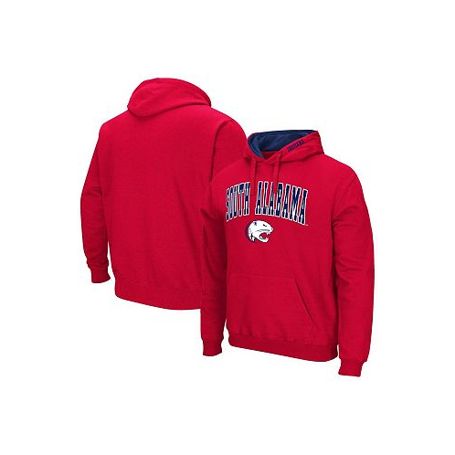 Colosseum Mens Red South Alabama Jaguars Arch & Logo Pullover Hoodie