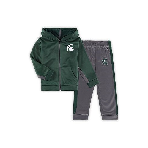 Colosseum Toddler Boys Green Gray Michigan State Spartans Shark Full-Zip Hoodie Jacket and Pants Set