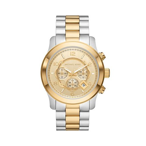 Michael Kors Unisex Runway Chronograph Two-Tone Stainless Steel Bracelet Watch 45mm