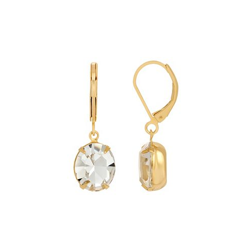 2028 14K Gold-tone Oval Crystal Earrings