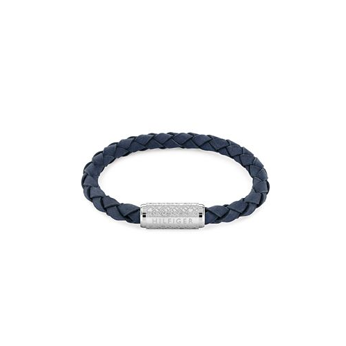 Tommy Hilfiger Mens Braided Blue Suede Leather Bracelet