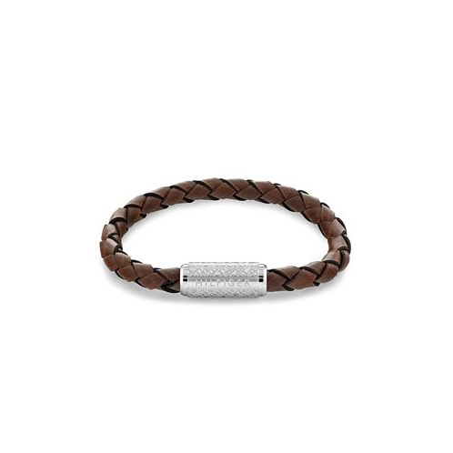 Tommy Hilfiger Mens Braided Brown Leather Bracelet