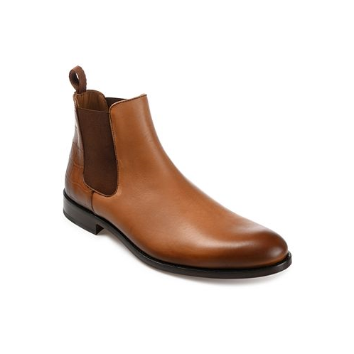 Taft Mens Hiro Leather and Embossed Croc Detailing Chelsea Boots