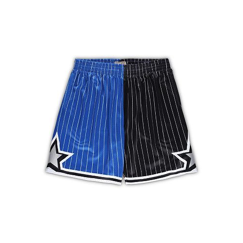 Mitchell & Ness Mens Blue Black Orlando Magic Big and Tall Hardwood Classics Split Swingman Shorts