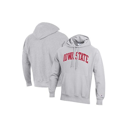 Champion Mens Heathered Gray Iowa State Cyclones Team Arch Reverse Weave Pullover Hoodie