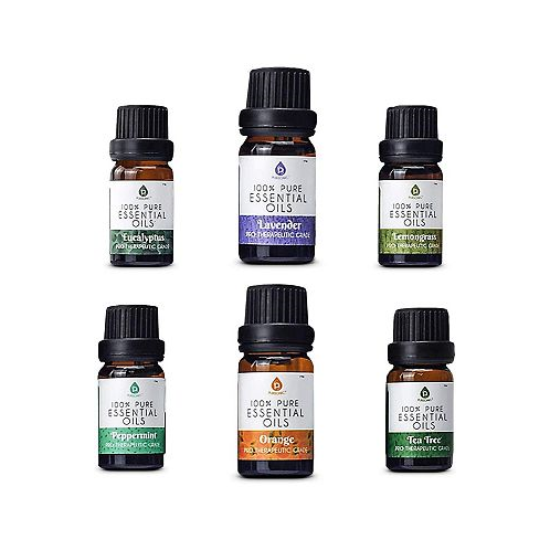 PURSONIC 100% Pure Essential Aromatherapy Oils Gift Set-6 Pack 10ML(Eucalyptus Lavender Lemon grass Orange Peppermint Tea Tree)