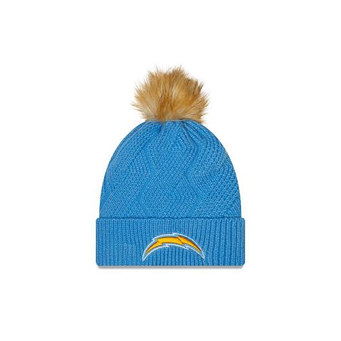 New Era Womens Powder Blue Los Angeles Chargers Snowy Cuffed Knit Hat with Pom