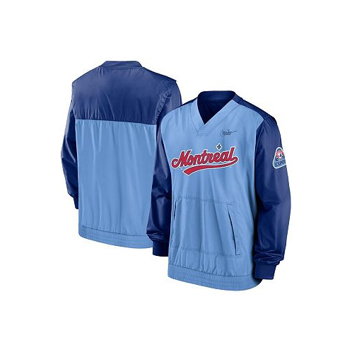 Nike Mens Royal Light Blue Montreal Expos Cooperstown Collection V-Neck Pullover
