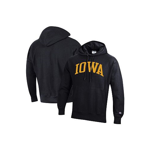 Champion Mens Black Iowa Hawkeyes Team Arch Reverse Weave Pullover Hoodie