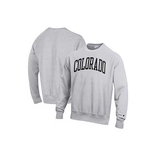 Champion Mens Heathered Gray Colorado Buffaloes Arch Reverse Weave Pullover Sweatshirt