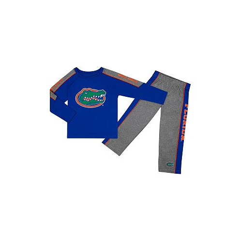 Colosseum Toddler Boys and Girls Royal and Heather Gray Florida Gators Logo Raglan Long Sleeve T-shirt and Pants Set