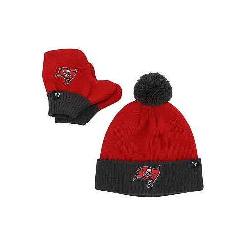 47 Brand Infant Boys and Girls Red Pewter Tampa Bay Buccaneers Bam Bam Cuffed Knit Hat with Pom and Mittens Set