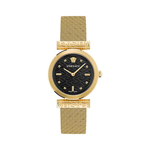 Versace Womens Swiss Regalia Gold Ion Plated Mesh Bracelet Watch 34mm