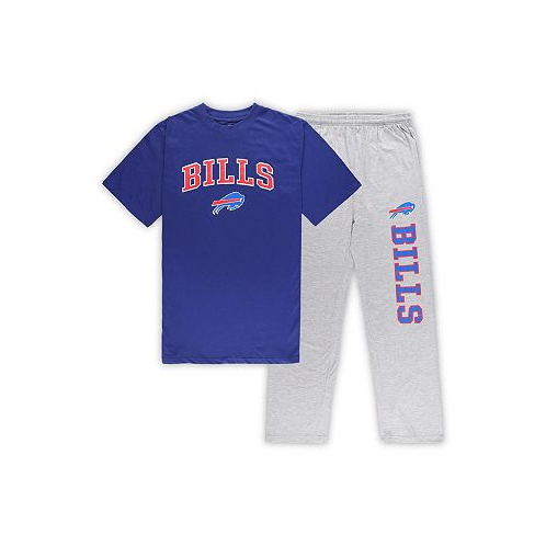 Concepts Sport Mens Royal Heather Gray Buffalo Bills Big and Tall T-shirt and Pants Sleep Set