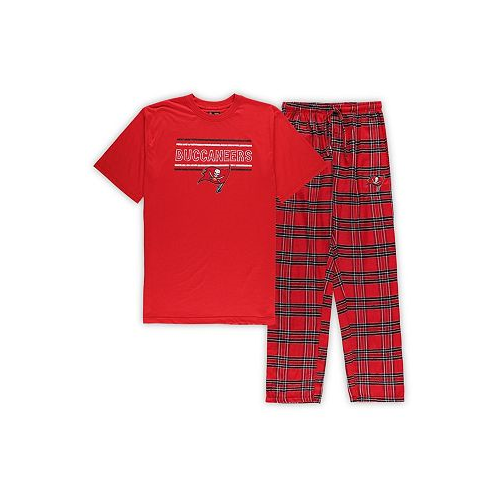 Concepts Sport Mens Red Black Tampa Bay Buccaneers Big and Tall Flannel Sleep Set