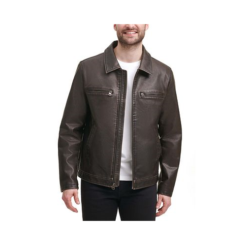 Levis Mens Faux Leather Zip-Front Jacket