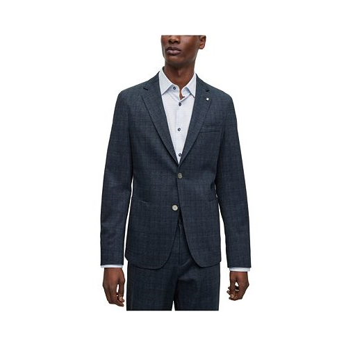 Hugo Boss Mens Checked Stretch Cloth Slim-Fit Jacket