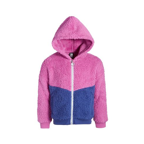 ID Ideology Toddler & Little Girls Colorblocked Faux-Sherpa Hooded Jacket