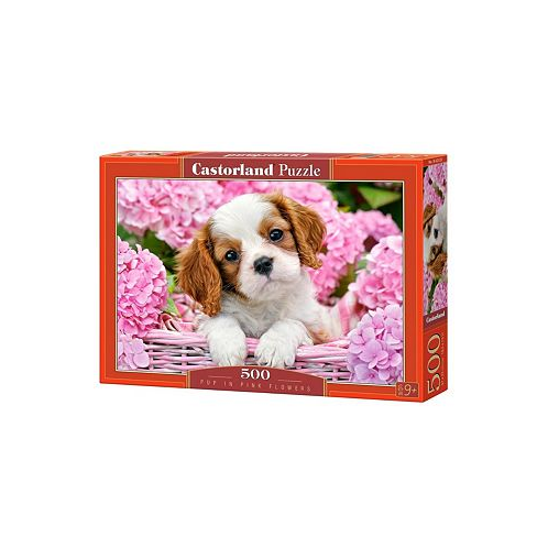 Castorland Pup in Pink Flowers Jigsaw Puzzle Set 500 Piece