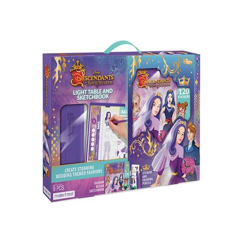 Disney Descendants Royal Wedding Light Table Sketchbook 9 Piece Set Make It Real Stickers Coloring Pencils Lights Up For Easy Tracing Draw Sketch Create Fashion Coloring Book Tweens Girls