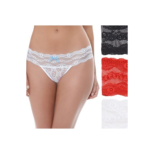 B.temptd Womens 3-Pk. Lace Kiss Thong Underwear 970582