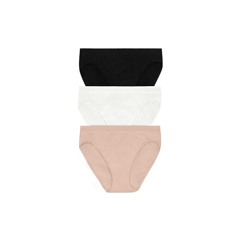 On Gossamer Womens Cabana Cotton Seamless High Cut Brief Underwear 3-Pack G0321P3