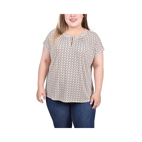 NY Collection Plus Size Extended Sleeve Top with Grommets