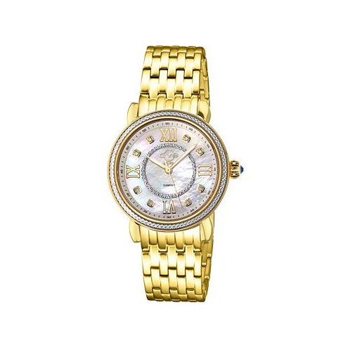 GV2 by Gevril Womens Marsala Swiss Quartz Gold-Tone Stainless Steel Watch 37mm